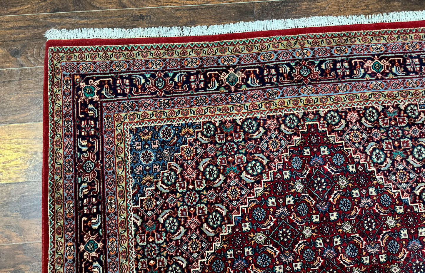 Indo Persian Bidjar Rug 6x9, Vintage Wool Handmade Carpet