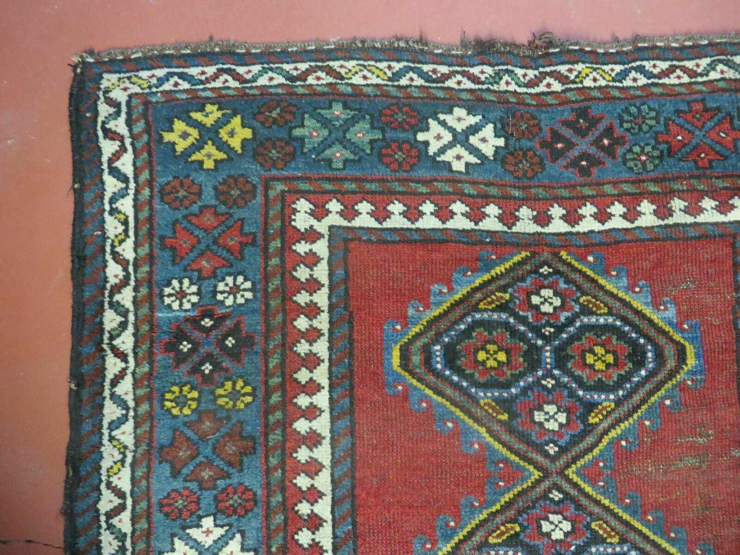 Antique 1920s Caucasian Karabagh Rug Ganjeh Talesh Wool Hand Woven 3 By 6 Feet
