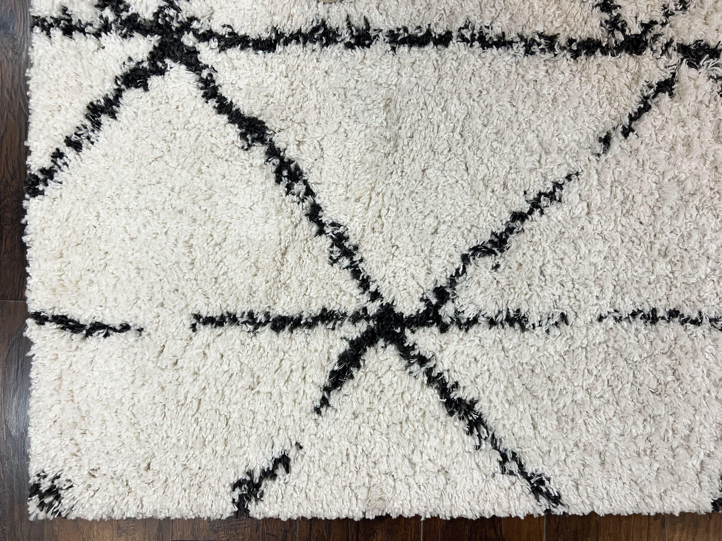 Modern Shag Rug 5x7, Ivory and Black Area Rug 5 x 7 ft