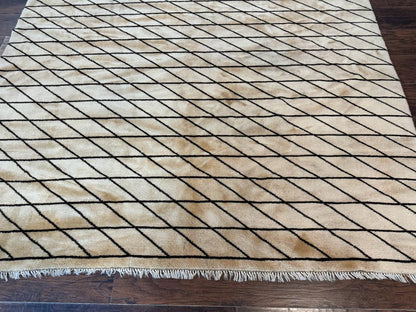 German Wool Rug 7x10 Hand Knotted Contemporary Area Carpet