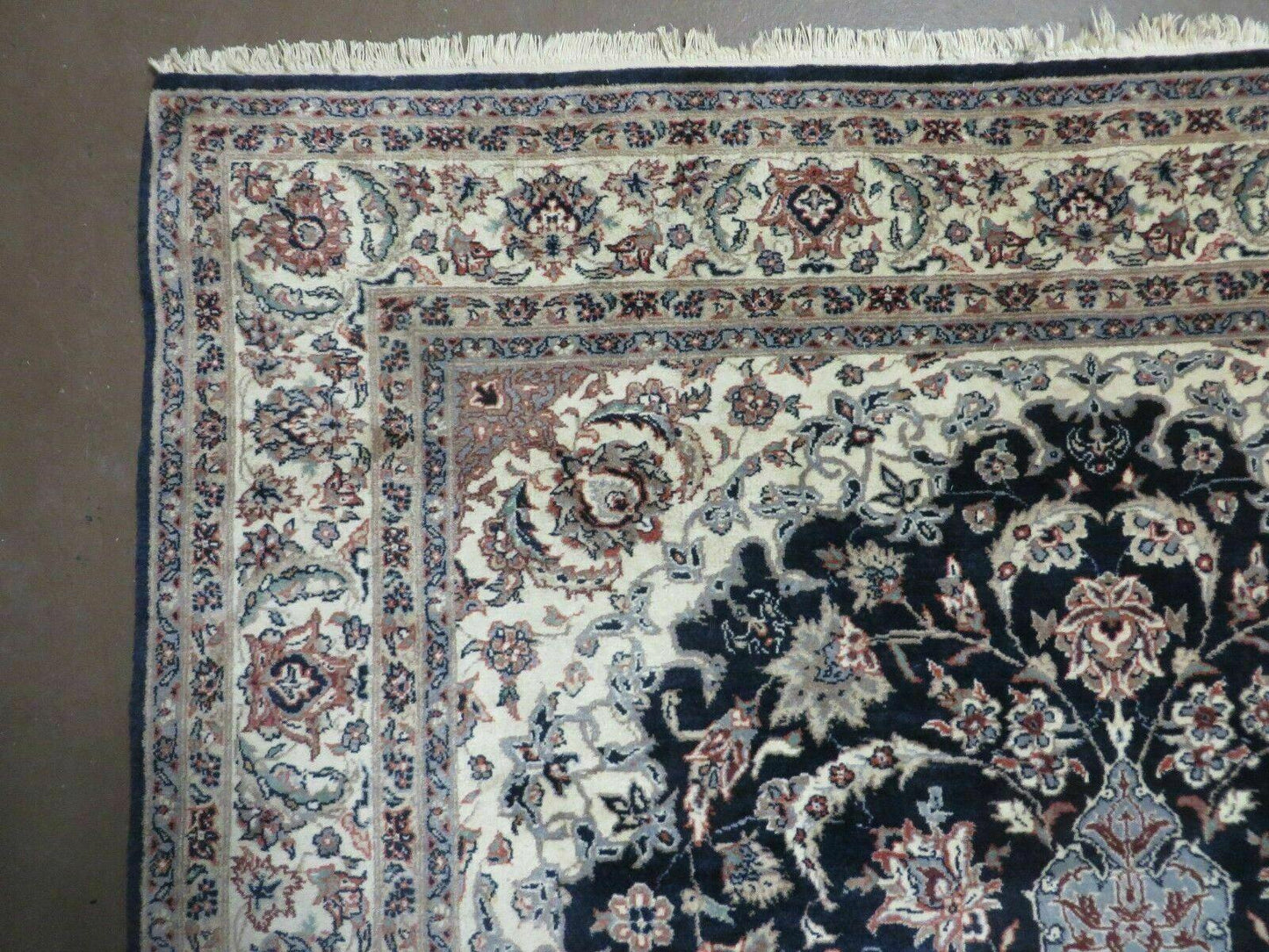 Hand Knotted Wool Silk Rug Vintage India Accent 4x7 Black