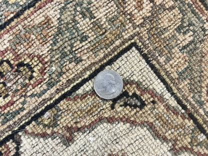 Indo Mahal Rug 8x10 Handmade Wool Indo Persian Carpet With Floral Olive Green Accents