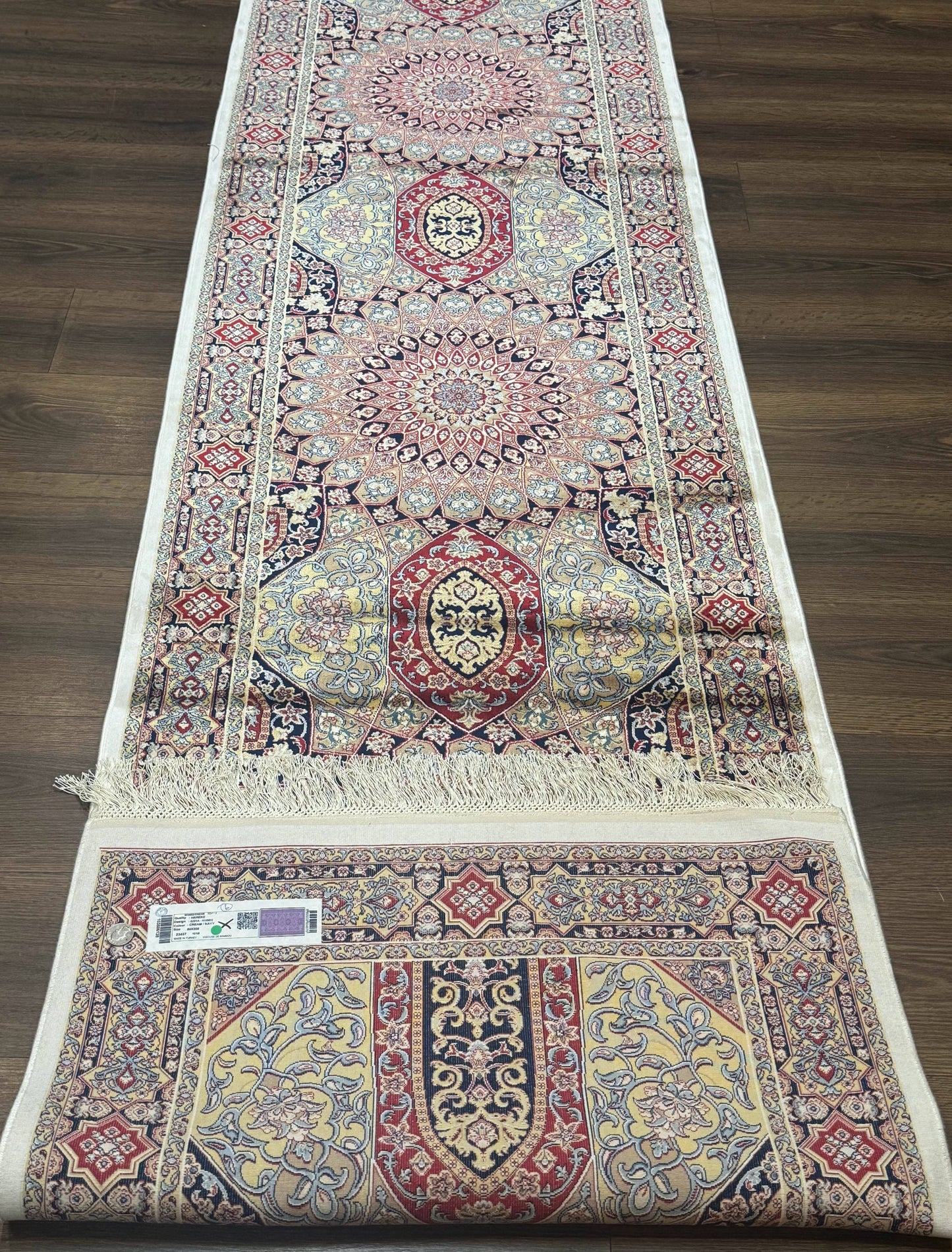 Turkish Silk Runner Rug 2.6 x 10, Dome Design, Hereke Runner, Bamboo Silk, New