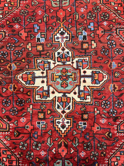 Antique Persian Tribal Wool Rug 4x7 Handmade With Geometric Medallion