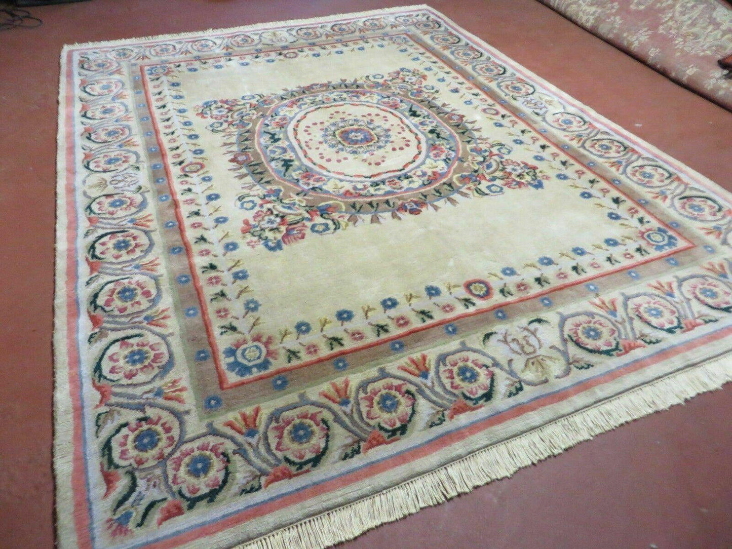 Aubusson Rug Vintage Handmade Wool 8x10