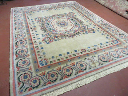Aubusson Rug Vintage Handmade Wool 8x10