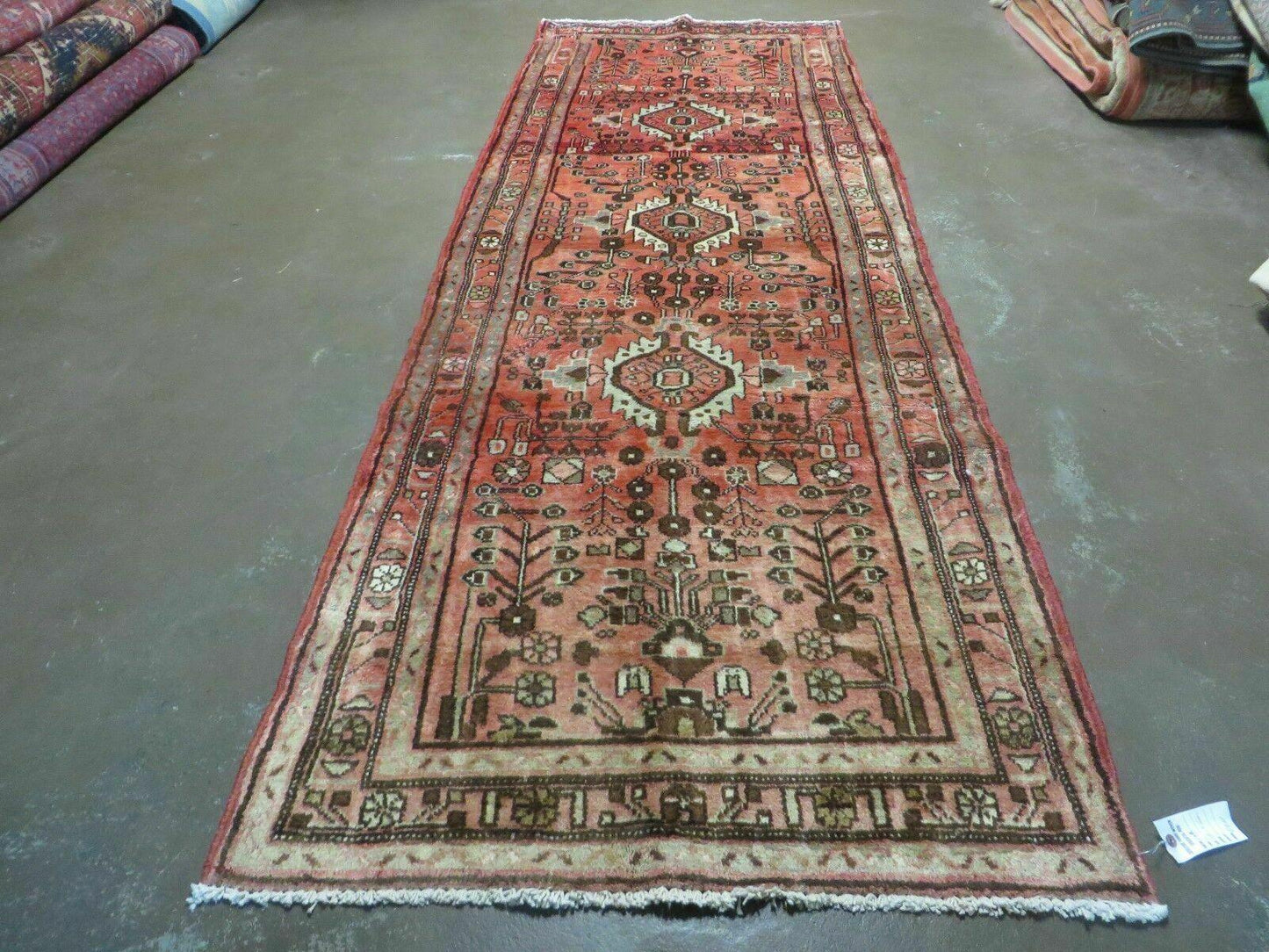 3' 5" X 10' Antique Handmade India Floral Oriental Wool Runner Rug Nice # 103