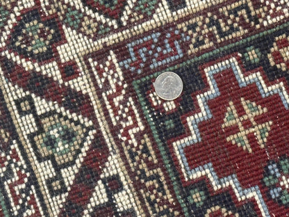 Persian Afshar Rug 4x5 Red Navy Geometric Tribal Wool Carpet