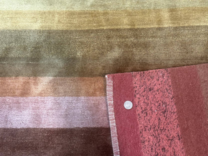 Modern Persian Gabbeh Rug 8x10, Multicolor Stripes, Soft Thick Wool Pile