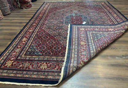 Indo Persian Bidjar Rug 9x12 Wool Handmade Carpet Dark Blue