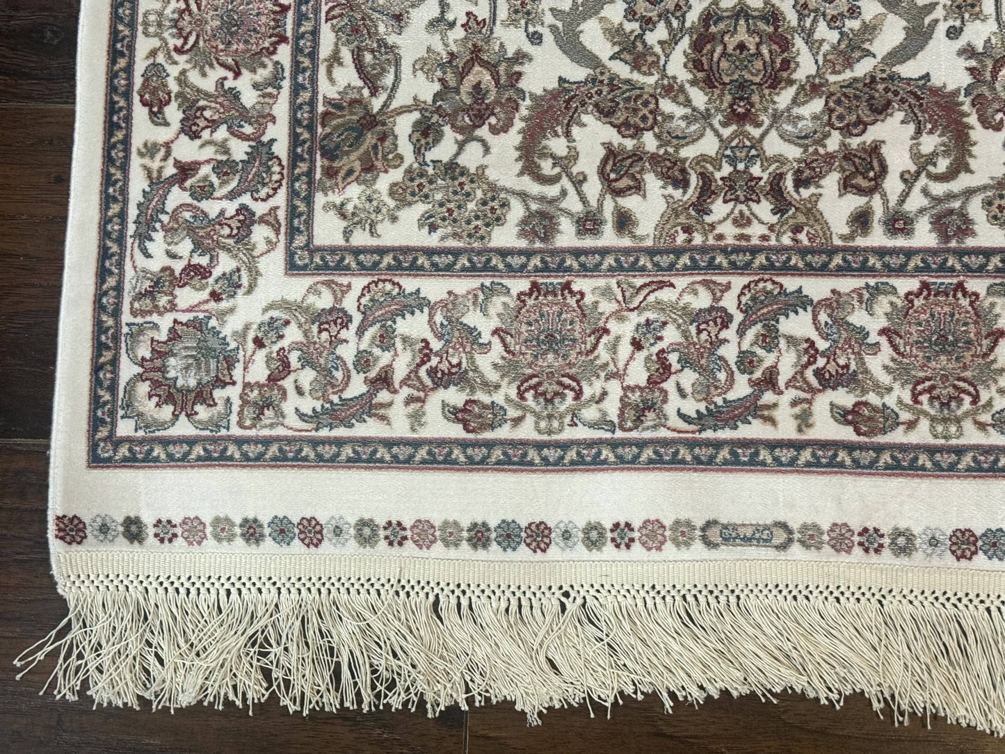 Turkish Silk Rug 2.6 x 4 Ivory Allover Floral Design Bamboo Silk