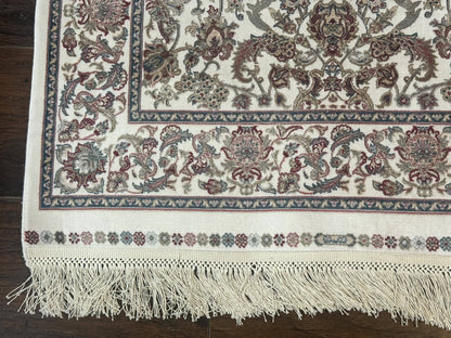 Turkish Silk Rug 2.6 x 4 Ivory Allover Floral Design Bamboo Silk