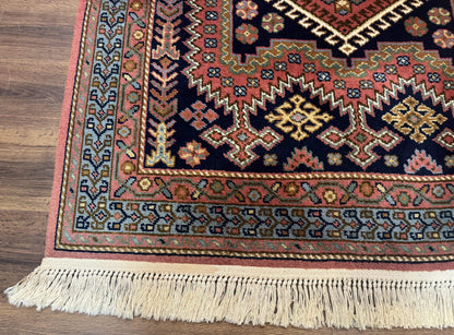 5x7 Persian Tribal Design Rug, Wool, Geometric Medallions, Vintage, Power Loomed
