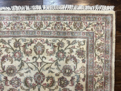Indo Persian Rug 4x6 Vintage Handmade Wool Carpet With Floral Allover Pattern Beige