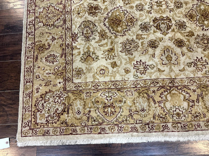 Turkish Oushak Rug 6x9 Vintage Beige Hand Knotted Wool Area Rug
