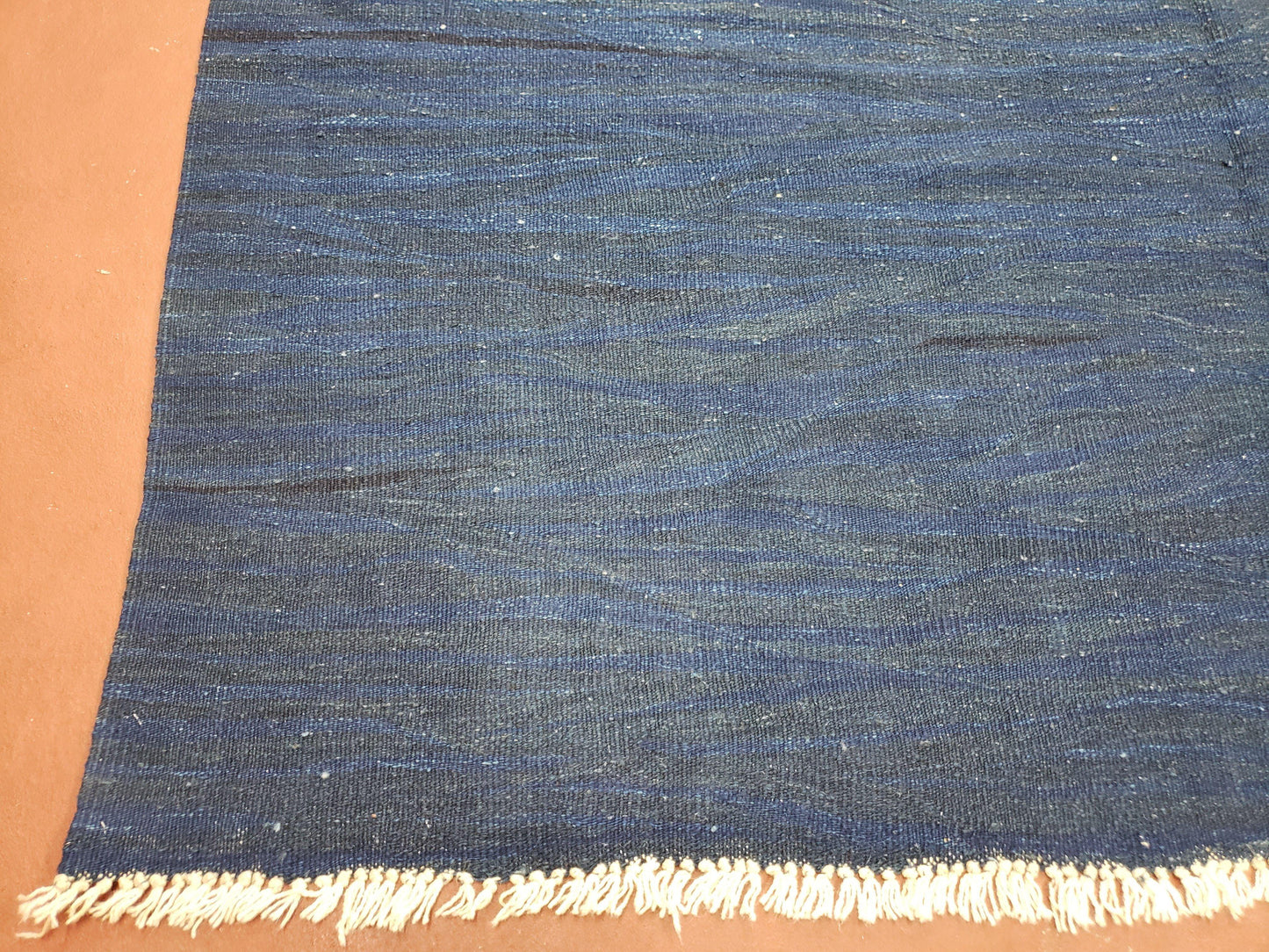 Turkish Kilim Rug 6x9 Wool Flatweave Blue Abstract Boho Decor