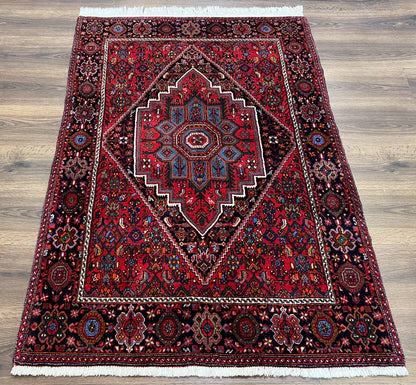 Persian Bidjar Rug 3x5 Ft Hand Knotted Wool Geometric Medallion Tribal Rug