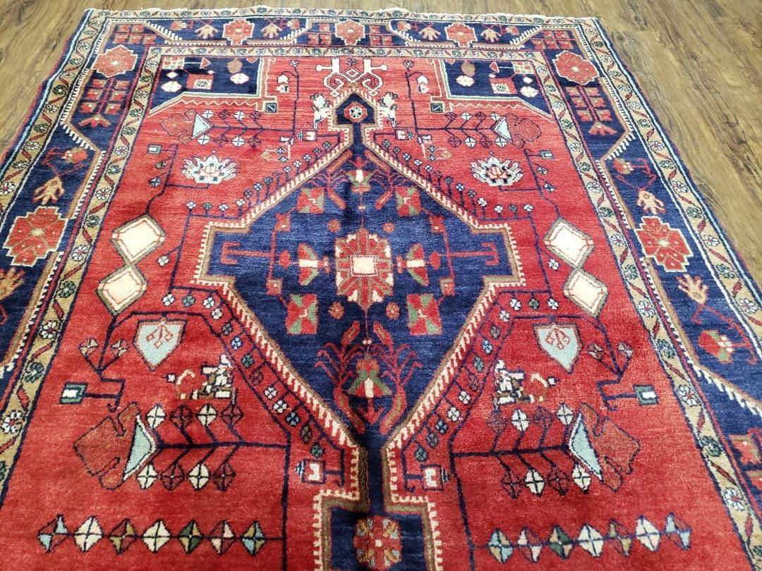 Antique Persian Rug Hand Knotted Zanjan Nahavand Heriz Wool 5x9 Handcrafted