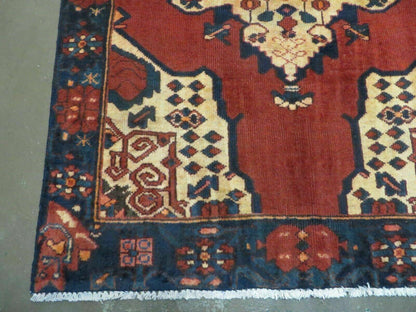 Antique Turkish Wool Rug Handmade 4 By 7 Veg Dye Allover Pattern