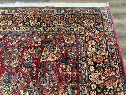 Persian Sarouk Rug 10x17 Large Handmade Wool Red Floral Allover Antique