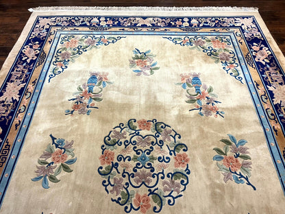 Chinese Wool Rug 8x11 Handmade Peking Art Deco
