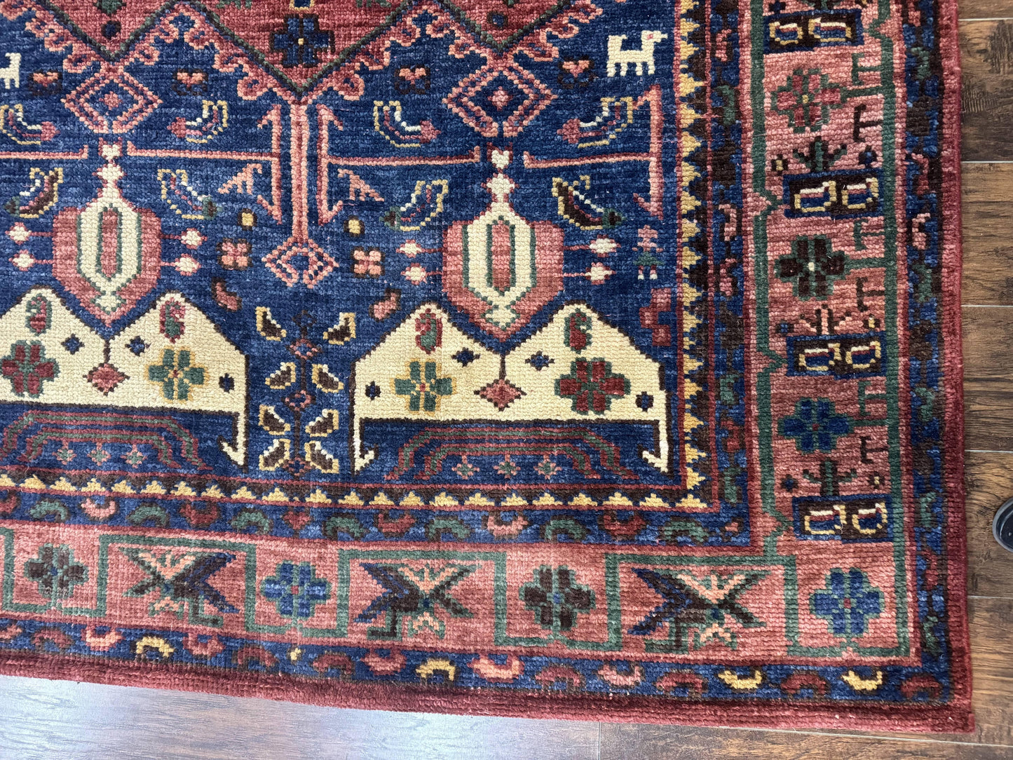 Heriz Rug Persian Tribal Design Hand Knotted Wool 6x9 Vintage