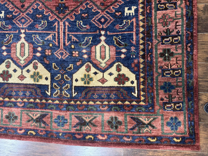 Heriz Rug Persian Tribal Design Hand Knotted Wool 6x9 Vintage