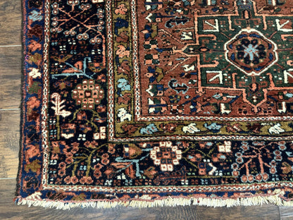 Antique Heriz Rug Persian 5x6 Karajeh Geometric Hand Knotted Wool