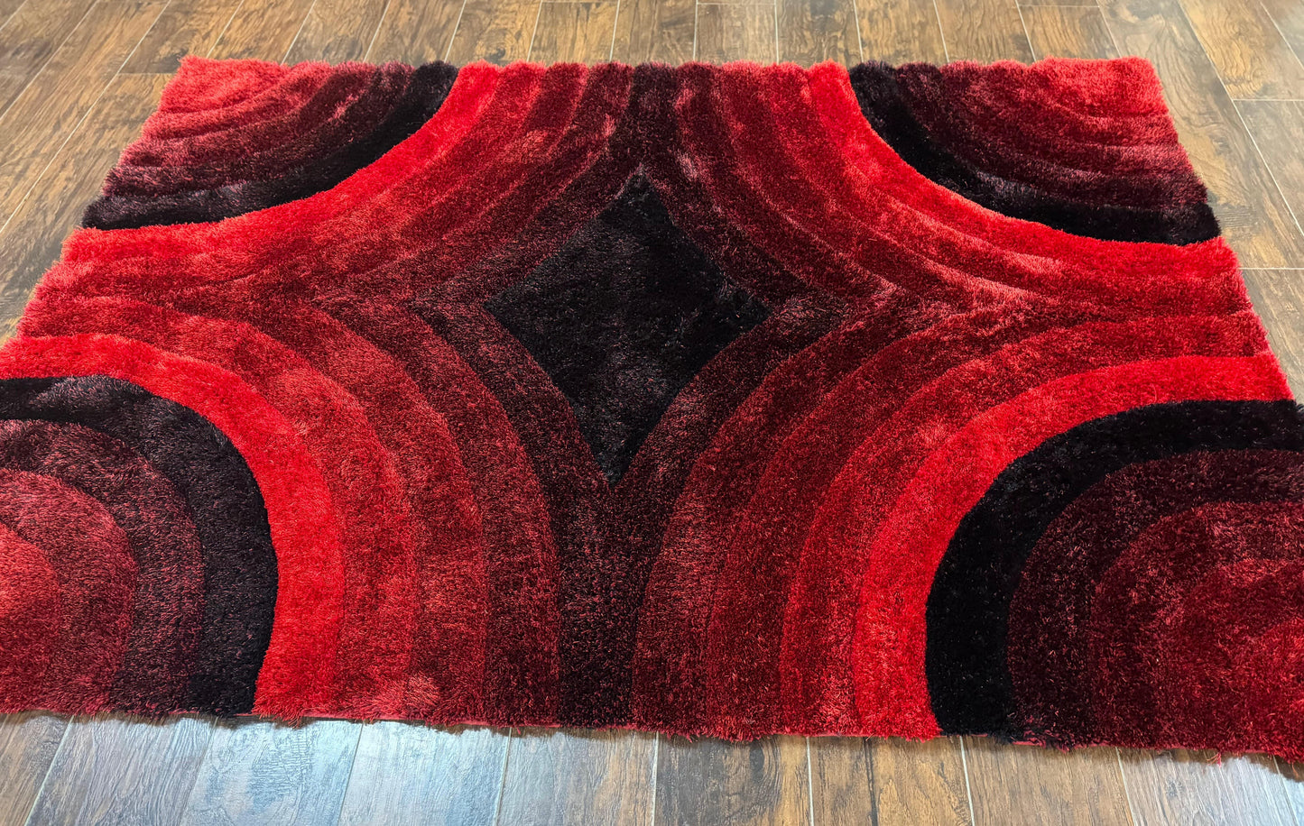 Red And Black Wool Shag Rug 5x7 Pair A Modern Area Decor For Living Rooms