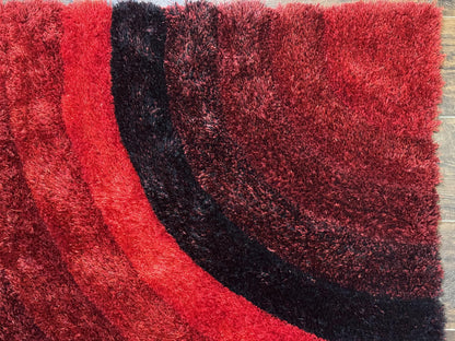Red And Black Wool Shag Rug 5x7 Pair A Modern Area Decor For Living Rooms