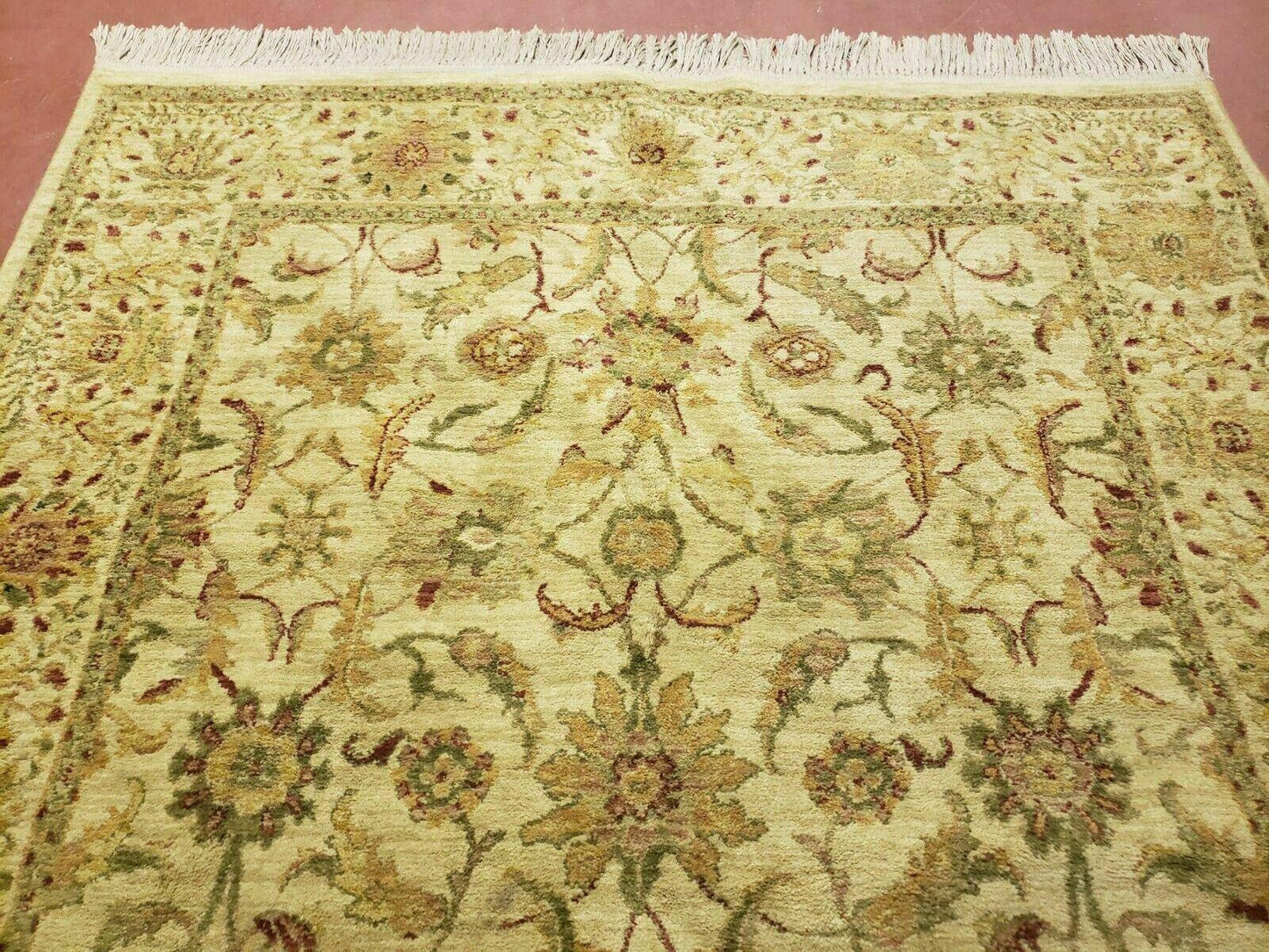 Belgian Power Loomed Rug 5x7 Vintage Oriental Wool Carpet Beige