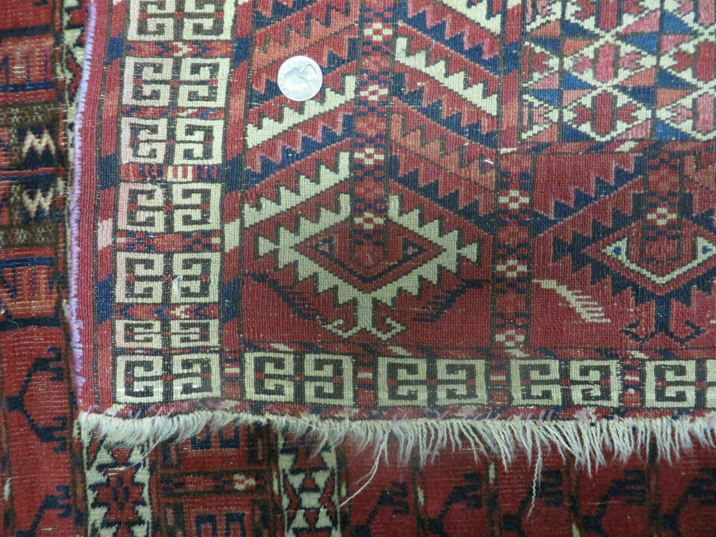 Turkoman Rug 4x5 Ensi Hatchli Tekke Wool Vintage Antique Carpet