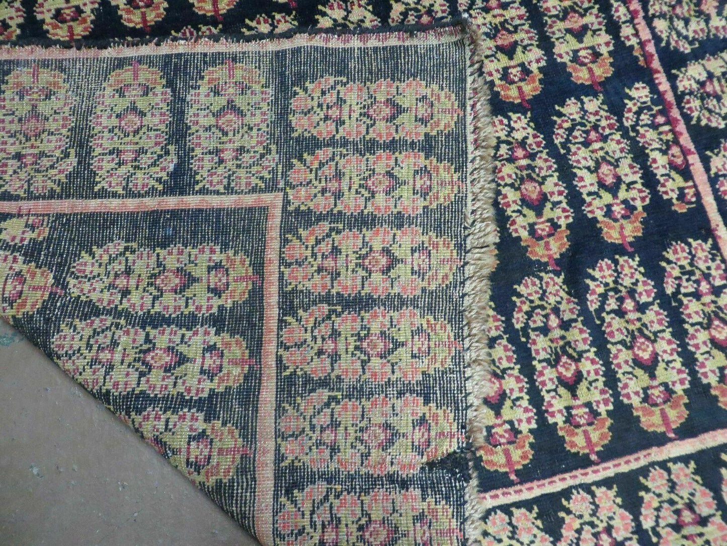 Antique Karabagh Caucasian Rug Handmade Wool Paisley Design 4x9 Vintage Carpet 1880s