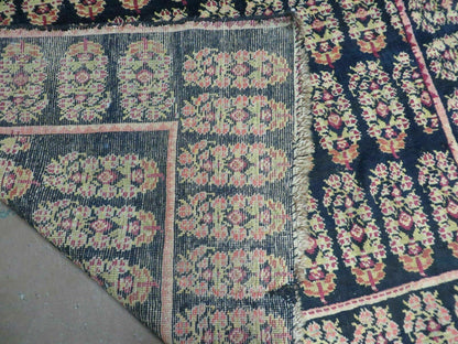 Antique Karabagh Caucasian Rug Handmade Wool Paisley Design 4x9 Vintage Carpet 1880s