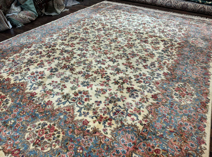 Karastan Kirman Wool Rug Ivory 8.8 X 12 Vintage 700 Series 788