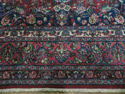 Persian Sarouk Rug 9x12 Hand Knotted Wool Antique Oriental Carpet With Vegetable Dyes