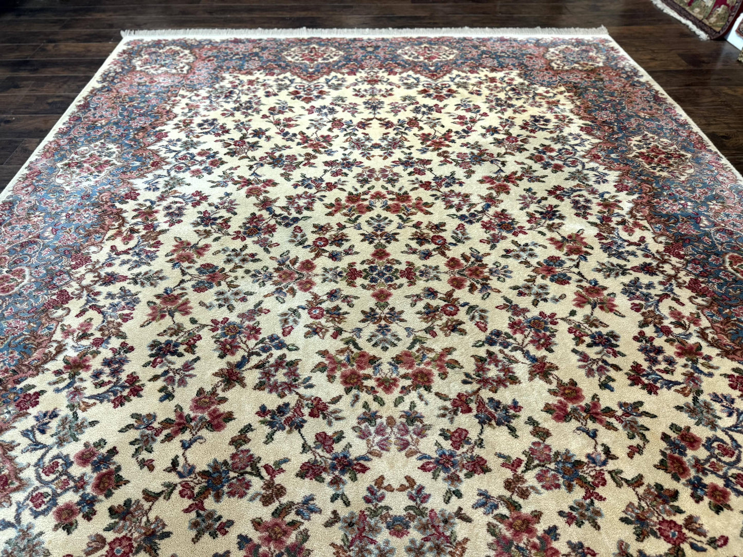 Karastan Ivory Kirman Wool Rug 8.8x12 Original 700 Series Area Rug