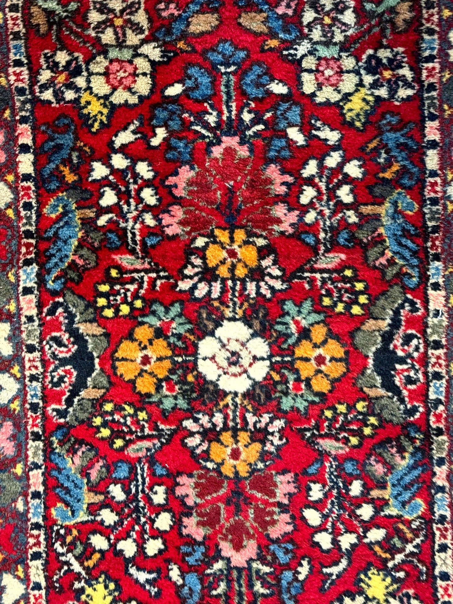 Small Persian Tribal Rug 2x3, Red Colorful Small Hamadan Carpet, Antique Persian Rug