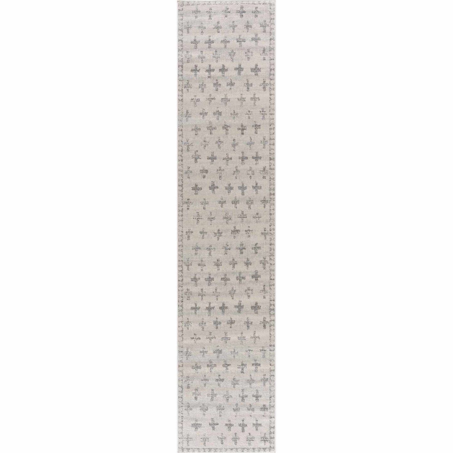Modern Ivory Gray Area Rug - Swiss Cross Tigris Design for Stylish Interiors