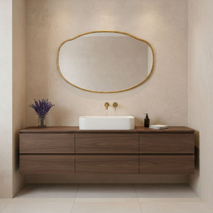 Handmade Belle Cloud brass mirror with wall sconces