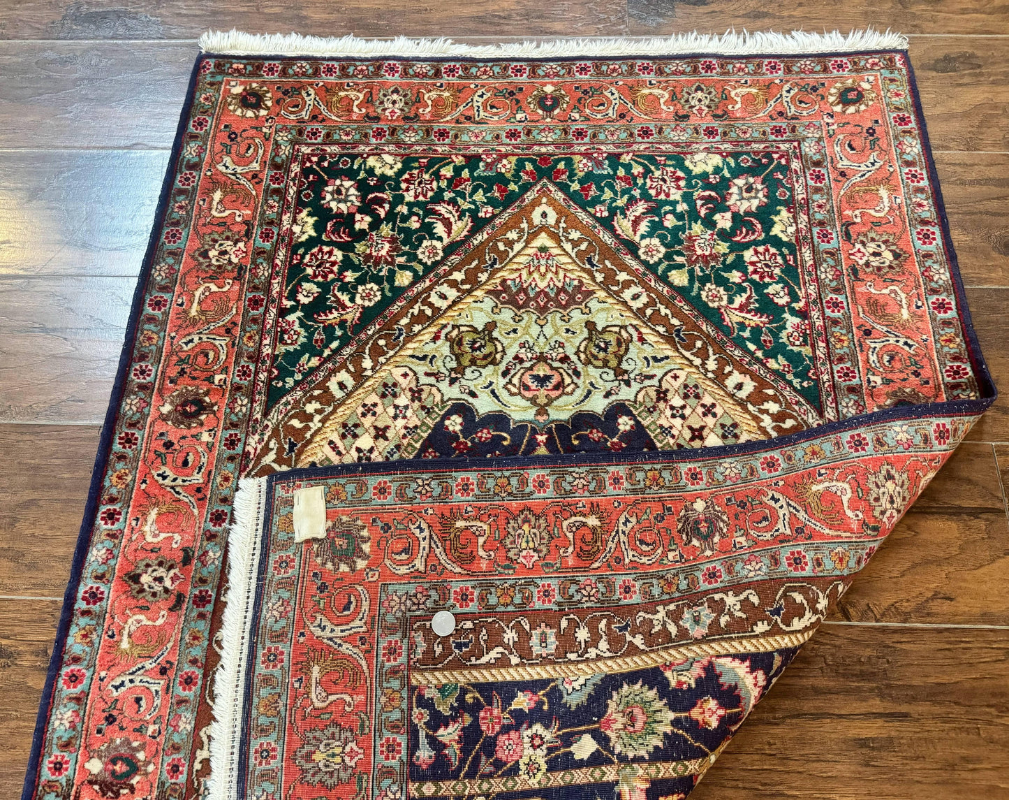 Persian Tabriz Rug 3x4, Navy Blue, Birds, Floral, Prayer Rug, Handmade Wool Rug, Finely Hand Knotted 325 KPSI