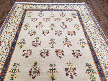 Tufenkian Tibetan Nepalese Rug Hand Knotted Wool Vintage Area Rug 5.9 By 8.6 Feet