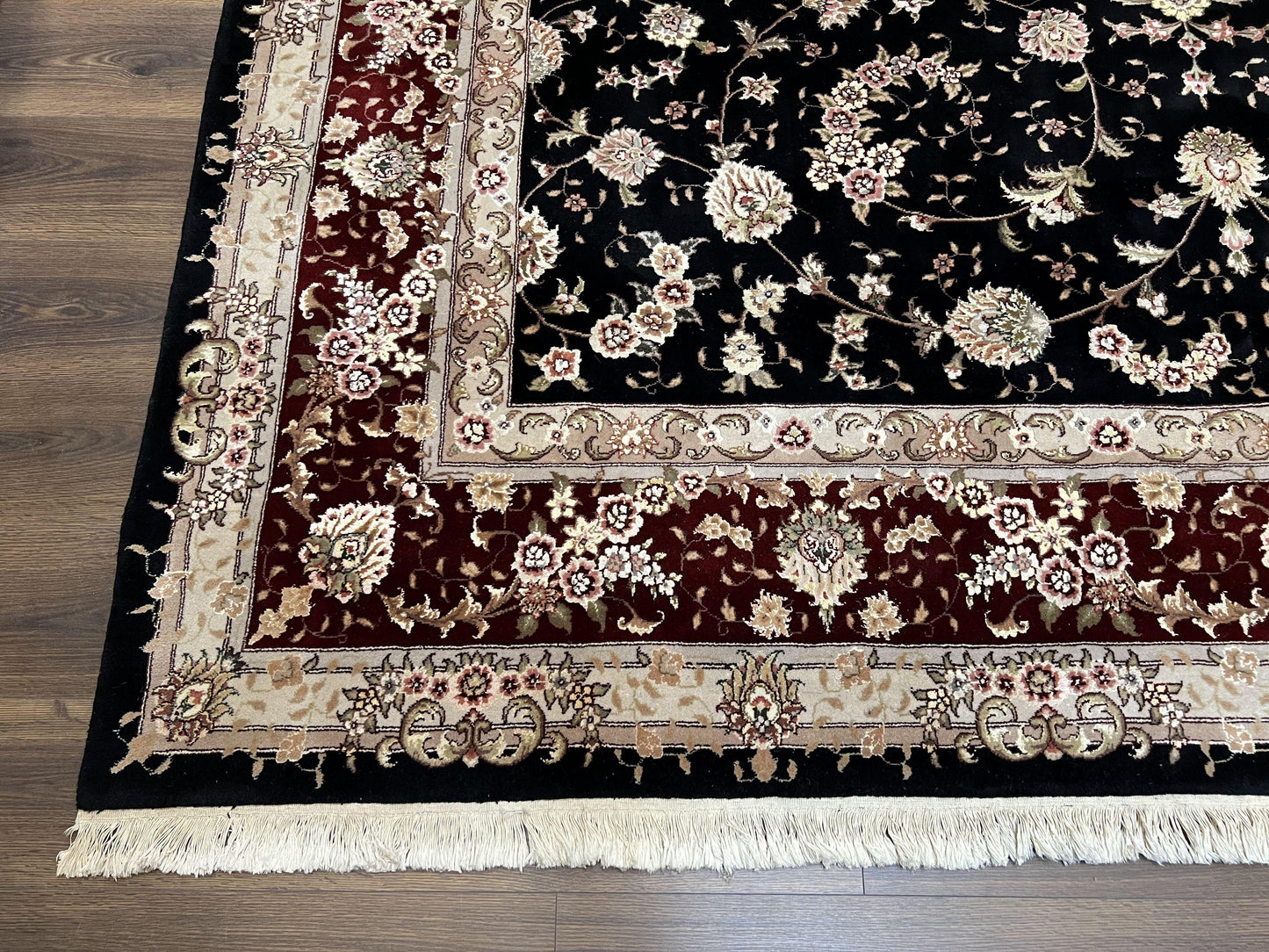 Sino Persian Rug 9x12 Hand Knotted Wool Silk Oriental Carpet Vintage Floral Pattern