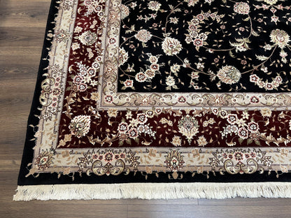 Sino Persian Rug 9x12 Hand Knotted Wool Silk Oriental Carpet Vintage Floral Pattern