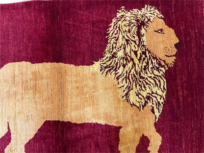 Handmade Wool Rug Lion Pictorial 3.5x5