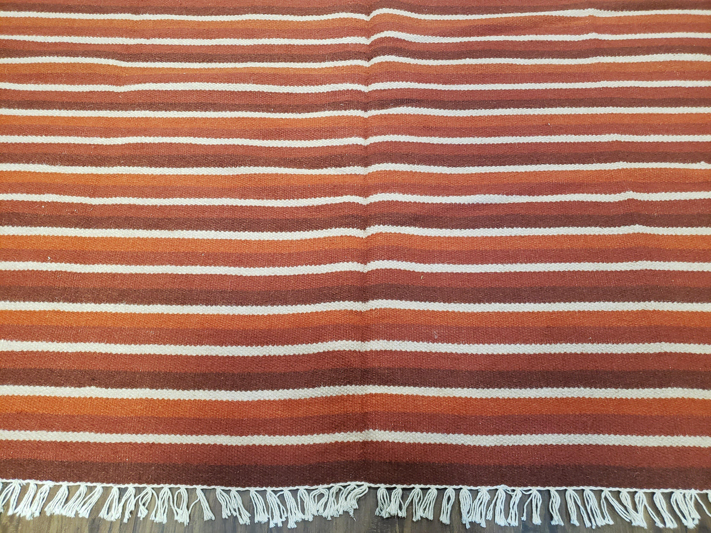 Handmade Wool Kilim Throw Blanket Twin Size Striped Woolen Bedding Decor