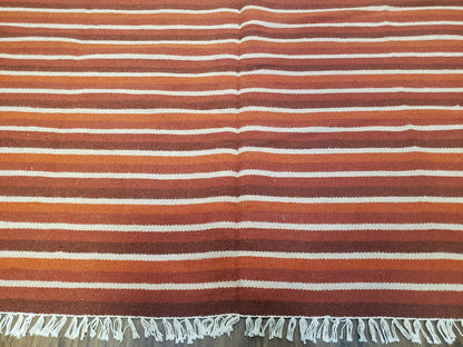 Handmade Wool Kilim Throw Blanket Twin Size Striped Woolen Bedding Decor