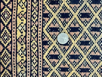 Pakistani Bokhara Turkoman Rug 9x11, Cream, Handmade Wool Vintage Carpet