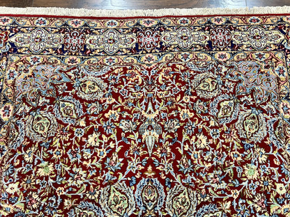 Persian Rug 7x10 Hand Knotted Wool Floral Medallion Kirman Semi Antique Vintage