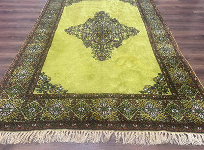 Moroccan Rug 6x8 Vintage Lime Green Wool Carpet Hand Knotted